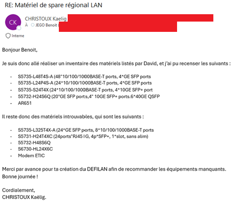 Mail envoyé au tuteur