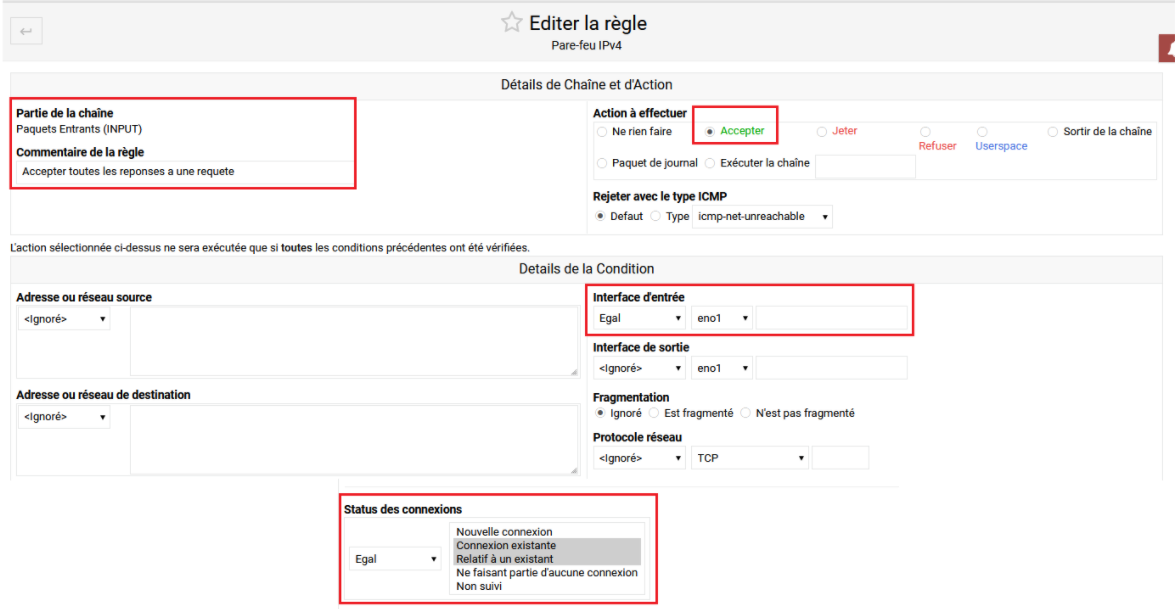 Configuration règle 3 - Connexions établies